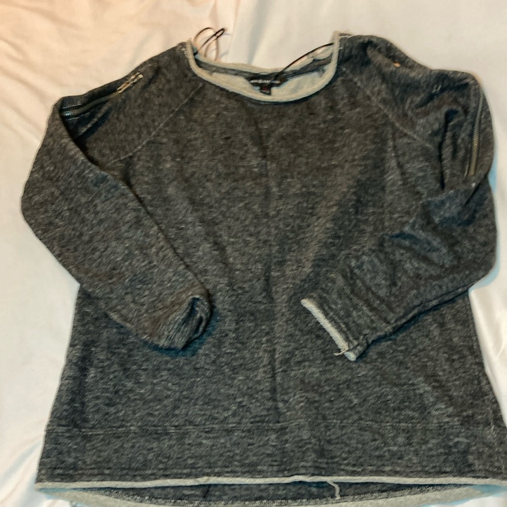 ROCK SND REPUBLIC LONG SLEEVE TOP WOMENS XS HEATHER GREY  zipper detail